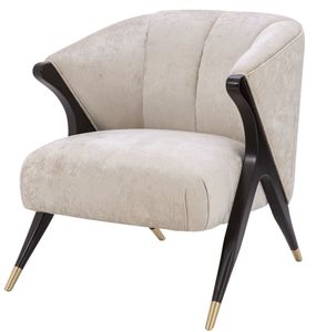 Casa Padrino Designer Sessel Cremefarben / Schwarz / Messingfarben 71,5 x 79,5 x H. 77 cm - Luxus Mbel