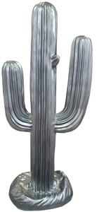 Casa Padrino Designer Skulptur Kaktus Silber 84 x H. 185 cm - Wetterbest�ndige Gartendeko