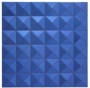 Casa Padrino Designer Spiegel Blau 110 x 4 x H. 110 cm - Luxus Wohnzimmer Wandspiegel - Designerm�bel