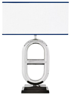 Casa Padrino Luxus Tischleuchte Silber / Schwarz / Wei� / Blau 35 x 18 x H. 49 cm - Elegante Schreibtischleuchte - Luxus Kollektion