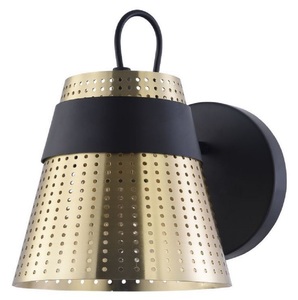 Casa Padrino Wandleuchte Antik Gold / Schwarz 17,5 x 23,5 x H. 16,5 cm - Moderne Wandlampe mit Lampenschirm aus perforiertem Metall