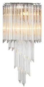 Casa Padrino Luxus Glas Wandleuchte Silber / klares Glas 30 x 14,5 x H. 64,5 cm - Wohnzimmer Leuchte - Luxus Qualit�t