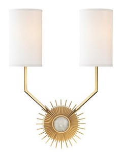 Casa Padrino Designer Wandleuchte Antik Messingfarben / Wei� 33,6 x 14,6 x H. 46,3 cm - Luxus Qualit�t