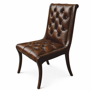 Casa Padrino Luxus Chesterfield Leder Esszimmer Stuhl Dunkelbraun H. 95 cm - Luxus M�bel