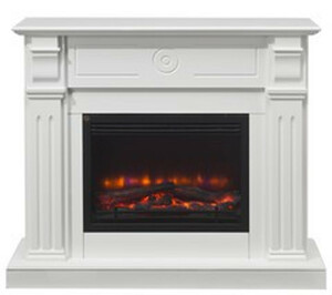 Casa Padrino Elektro Kamin Wei� Antik Stil Barock Jugendstil B 110  x H 95 x T 34 cm  - Elektrokamin - Wohnzimmer Kamin