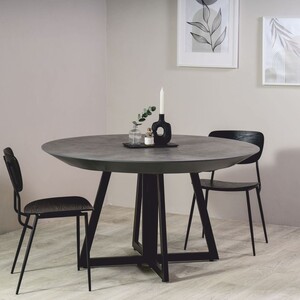 Casa Padrino Esstisch Grau / Schwarz 138-314 cm - Runder Ausziehbarer K�chentisch