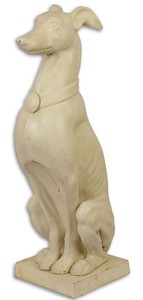 Casa Padrino Gartendeko Skulptur Hund Antik Cremefarben 20,5 x 26 x H. 65,9 cm - Gusseisen Dekofigur