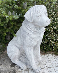 Casa Padrino Garten Deko Skulptur Rottweiler Hund Grau 40 x 20 x H. 67 cm - Elegante Garten Deko Stein Figur - Dekorative Tierfigur - Garten Deko Accessoires