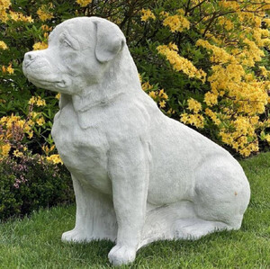 Casa Padrino Garten Deko Skulptur Golden Retriever Hund Grau 55 x 32 x H. 77 cm - Elegante Garten Deko Stein Figur - Dekorative Tierfigur - Garten Deko Accessoires