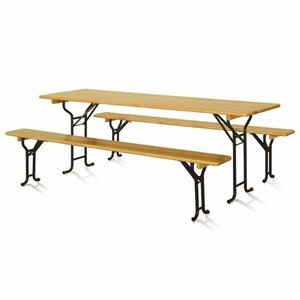 Casa Padrino Gartengarnitur Naturfarben / Schwarz 220 cm - Biergarten Mbel