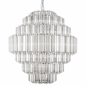 Casa Padrino Glas Kronleuchter Silber  80 x H. 93 cm - Runder Kronleuchter