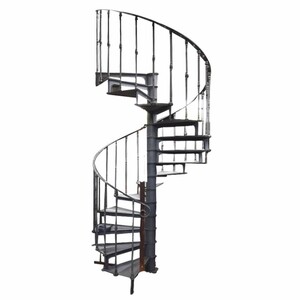 Casa Padrino Gusseisen Wendeltreppe mit Gelnder linke Seite Grau H. 289 cm - Rustikale Spiraltreppe