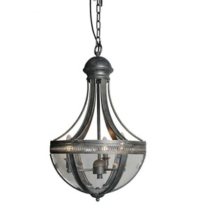 Casa Padrino H�ngeleuchte Antik Grau  43 x H. 75 cm - Laterne mit Glasschale