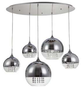 Casa Padrino H�ngeleuchte Silber  91 x H. 95 cm - H�ngelampe mit runden Lampenschirmen und feinsten Kristall Beh�ngen