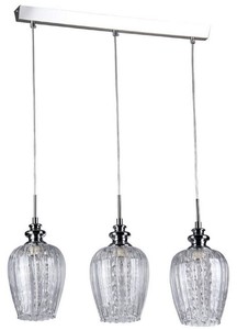 Casa Padrino 3er H�ngeleuchte Silber 70 x H. 100 cm - H�ngelampe mit feinsten Kristall Beh�ngen