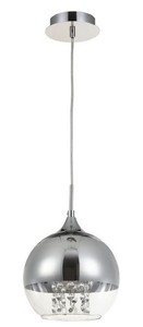 Casa Padrino H�ngeleuchte Silber  20 x H. 17,5 cm - H�ngelampe mit rundem Lampenschirm und feinsten Kristall Beh�ngen