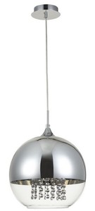 Casa Padrino H�ngeleuchte Silber  30 x H. 28 cm - H�ngelampe mit rundem Lampenschirm und feinsten Kristall Beh�ngen