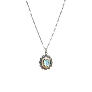 Casa Padrino Halskette Blau Markasit aus Silber und Gold