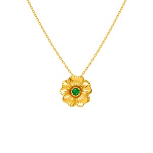 Casa Padrino Halskette Kirschbl�te aus 19,2Kt Gold mit Smaragd