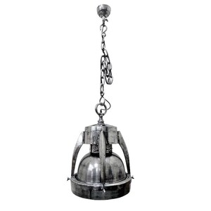 Casa Padrino Industrial Stil H�ngeleuchte Silber  39 x H. 56 cm - Metall Pendelleuchte mit Schutzkorb