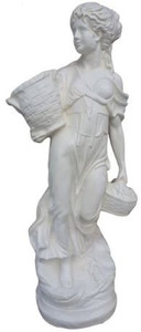 Casa Padrino Jugendstil Skulptur Frau mit K�rben Wei� H. 135 cm - Wetterbest�ndige Garten & Terrassen Dekofigur - Barock & Jugendstil Gartendeko Accessoires
