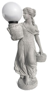 Casa Padrino Jugendstil Gartenleuchte Skulptur Frau Grau / Wei H. 113 cm