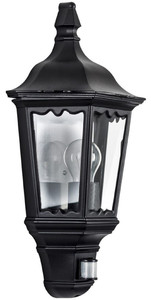 Casa Padrino Jugendstil Au�enwandleuchte mit Bewegungssensor Schwarz 20 x 12 x H. 50 cm - Balkon Garten Terrassen Au�enleuchte