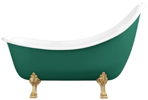 Casa Padrino Jugendstil Badewanne Gr�n / Wei� / Gold 180 cm - Freistehende Retro Stil Badewanne