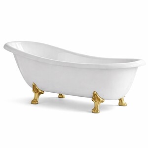 Casa Padrino Luxus Jugendstil Badewanne Wei� / Gold 170 cm - Made in Italy