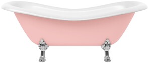 Casa Padrino Jugendstil Badewanne Rosa / Wei� / Silber 188 cm - Freistehende Retro Stil Badewanne