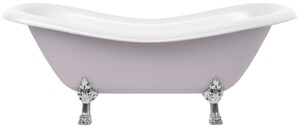 Casa Padrino Jugendstil Badewanne Grau / Wei� / Silber 188 cm - Freistehende Retro Stil Badewanne