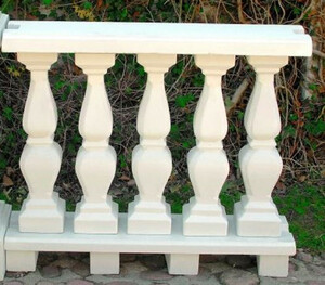 Casa Padrino Jugendstil Balustrade Wei� 100 x 25 x H. 84 cm - Massives Stein Gel�nder aus feinstem Beton - Prunkvolle Garten & Terrassen Deko