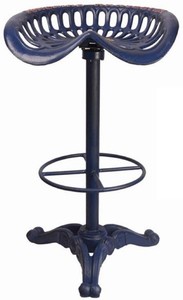 Casa Padrino Jugendstil Barhocker Blau H. 78,5 cm - Gusseisen Barhocker im rustikalen Industriedesign - Garten & Terrassen M�bel