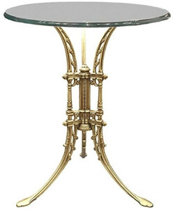 Casa Padrino Luxus Jugendstil Beistelltisch Gold  70 x H. 74 cm - Handgeschmiedeter Schmiedeeisen Tisch mit Glasplatte - Wohnzimmer Garten Terrassen Möbel