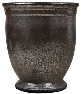 Casa Padrino Jugendstil Blumentopf Schwarz / Bronze  61 x H. 71 cm - Handgefertigter runder Terracotta Pflanzentopf - Garten & Terrassen Deko Accessoires