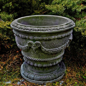 Casa Padrino Barock Blumentopf Grau  41 x H. 38 cm - Runder Pflanzentopf im Barockstil - Barock Garten & Terrassen Deko