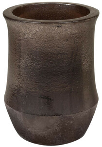 Casa Padrino Jugendstil Blumentopf Schwarz / Bronze  46 x H. 60 cm - Handgefertigter runder Terracotta Pflanzentopf - Garten & Terrassen Deko Accessoires