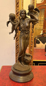 Casa Padrino Jugendstil Bronze Deko Skulptur Frau & Engel H. 60 cm