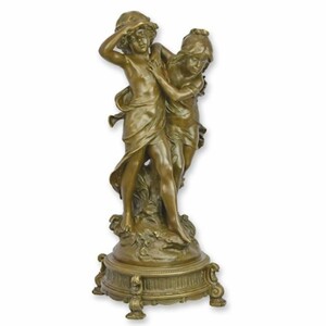 Casa Padrino Jugendstil Bronze Deko Figur Junge und M�dchen H. 58 cm