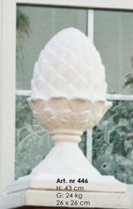 Casa Padrino Jugendstil Deko Tannenzapfen mit Sockel Wei� 26 x 26 x H. 43 cm - Deko Stein Zapfen - Barock & Jugendstil Garten Deko Accessoires