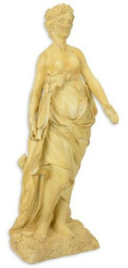 Casa Padrino Jugendstil Deko Skulptur Frau mit Harfe Beige 20,5 x 19,7 x H. 54,7 cm - Kunstharz Dekofigur - Wohnzimmer Deko - Barock & Jugendstil Deko Accessoires