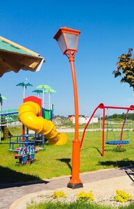 Casa Padrino Jugendstil Gartenlaterne Orange H. 353,5 cm - Au�enbeleuchtung