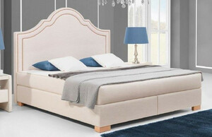 Casa Padrino Jugendstil Doppelbett Rosa / Naturfarben - Verschiedene Gr��en - Jugendstil Massivholz Bett mit Kopfteil - Jugendstil Boxspringbett - Schlafzimmer M�bel im Jugendstil