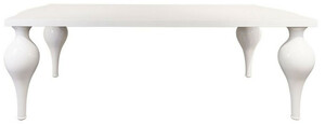 Casa Padrino Neoklassik Esstisch Hochglanz Wei� 220 x 110 x H. 75,5 cm - Massivholz K�chentisch - Esszimmer M�bel im Neoklassischem Stil