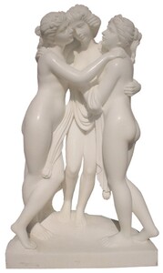 Casa Padrino Jugendstil Garten Deko Marmor Skulptur 3 Frauen Grau H. 180 cm