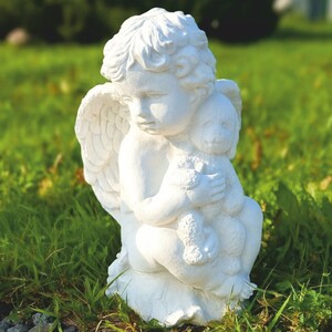 Casa Padrino Jugendstil Garten Deko Skulptur Engel Wei� H. 36 cm - Garten Figur