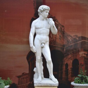 Casa Padrino Jugendstil Garten Deko Skulptur Mann Grau H. 170 cm - Garten Figur