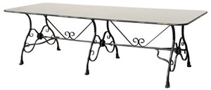 Casa Padrino Jugendstil Garten Esstisch Antik Creme / Antik Braun 250 x 90 x H. 75 cm - Nostalgischer Schmiedeeisen Gartentisch - Jugendstil Schmiedeeisen Garten M�bel - Nostalgische Garten M�bel