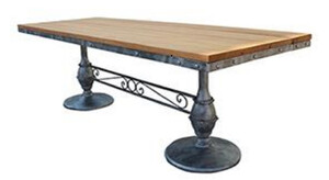 Casa Padrino Jugendstil Garten Esstisch Braun / Schwarz 120 x 80 x H. 76 cm - Rechteckiger Gartentisch mit Massivholz Tischplatte - Jugendstil Gastronomie & Garten M�bel