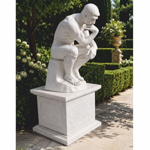 Casa Padrino Jugendstil Garten Marmor Skulptur mit Marmor Sockel Wei� H. 165 cm - Garten Deko Figur